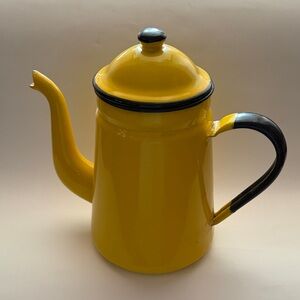 Yellow Enamel Teapot with Black Handle